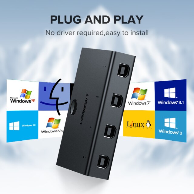 Bộ Chia Tín Hiệu USB 2.0 Cho 4 Máy Tính Cao Cấp Ugreen 30346