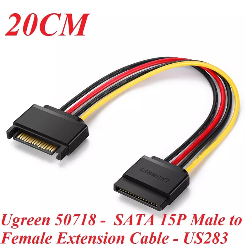 Ugreen 50718 0.2m cáp nguồn sata 15 chân cao cấp us283