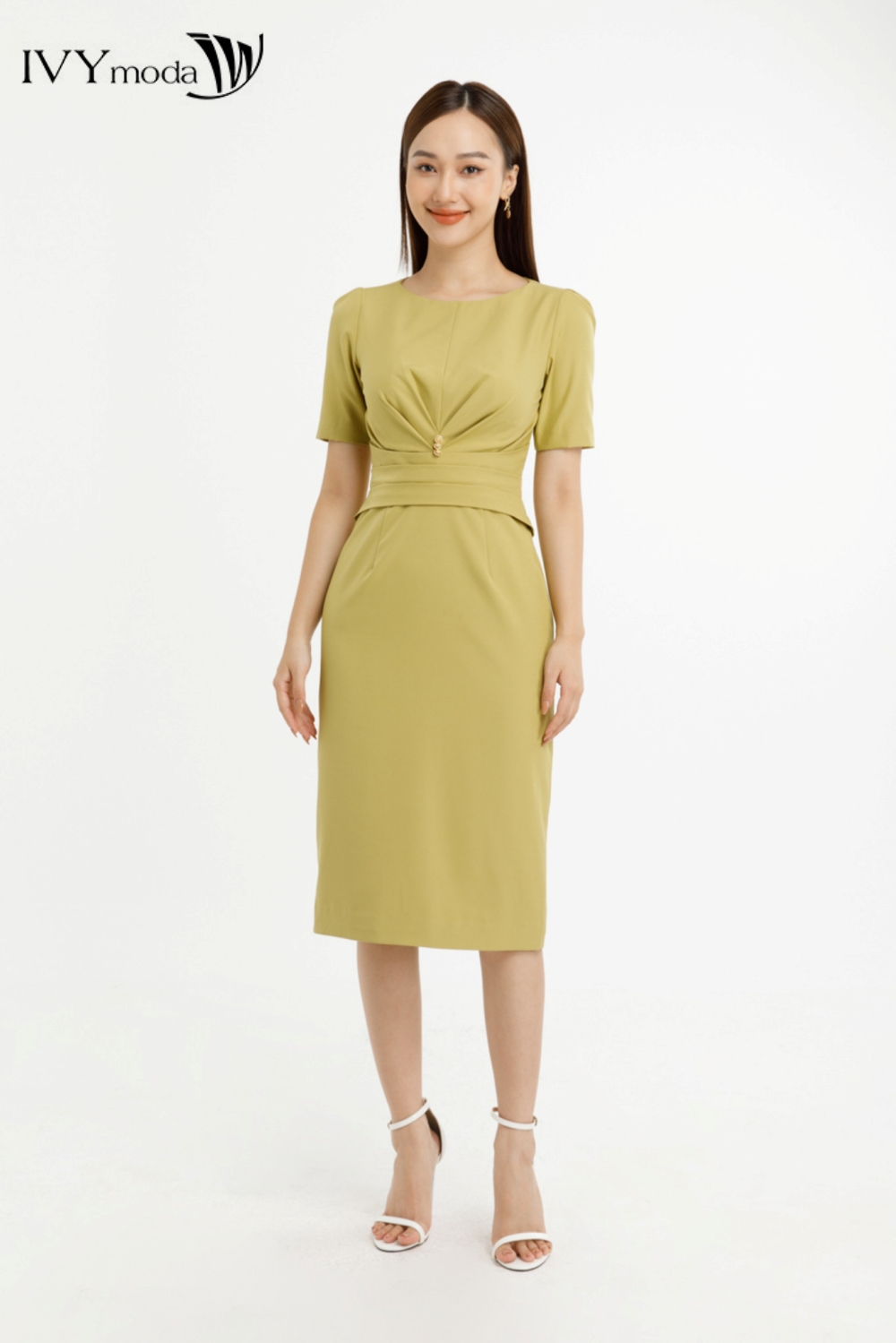 Đầm ôm eo xếp ly IVY moda MS 48M7559