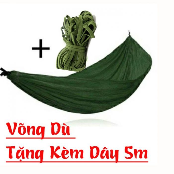 Võng Dù 2 lớp nằm mát lưng + kèm 5m dây dù hàng cao cấp - Võng Xếp Thảo Điều