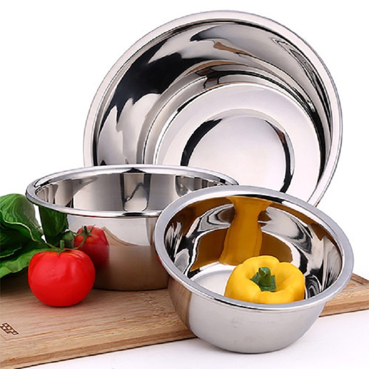 Chậu inox cao cấp dày dặn có viền cầm tay đường kính 24 cm