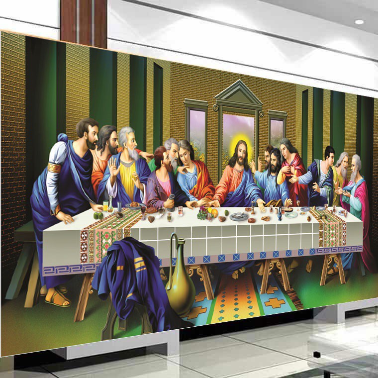 Tranh thêu chữ thập bữa tiệc ly kt 120x60 cm/ 200x90 cm thêu kín- chưa thêu