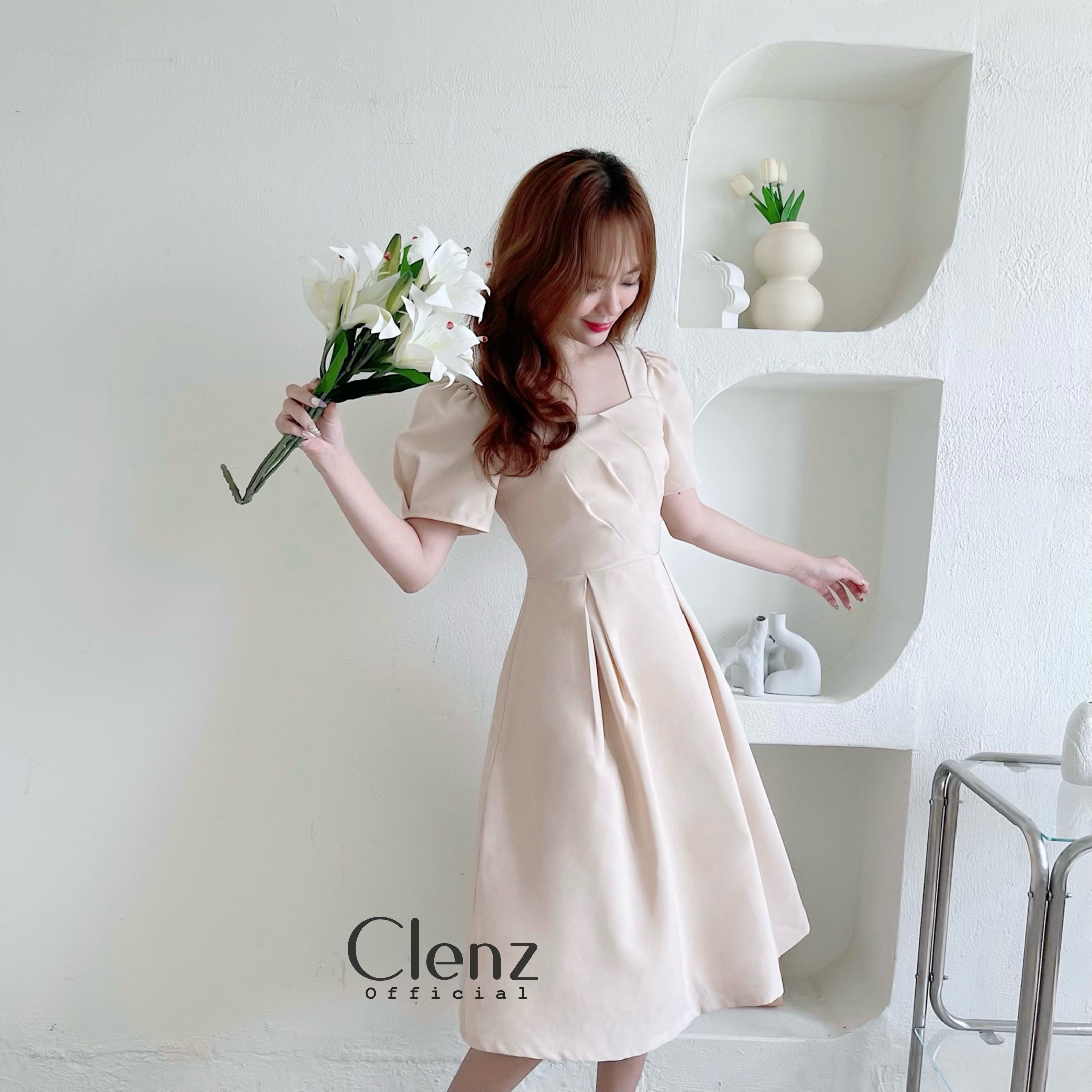 [ Clenz - Váy thiết kế cao cấp ] Đầm nude dáng dài dự tiệc dạo phố D09