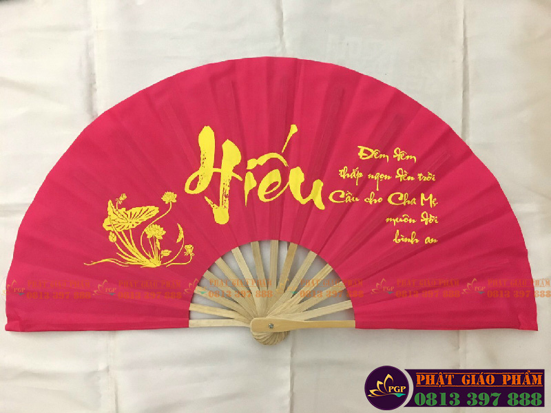 Quạt  Cầm Tay Thư Pháp  - Vải Lụa