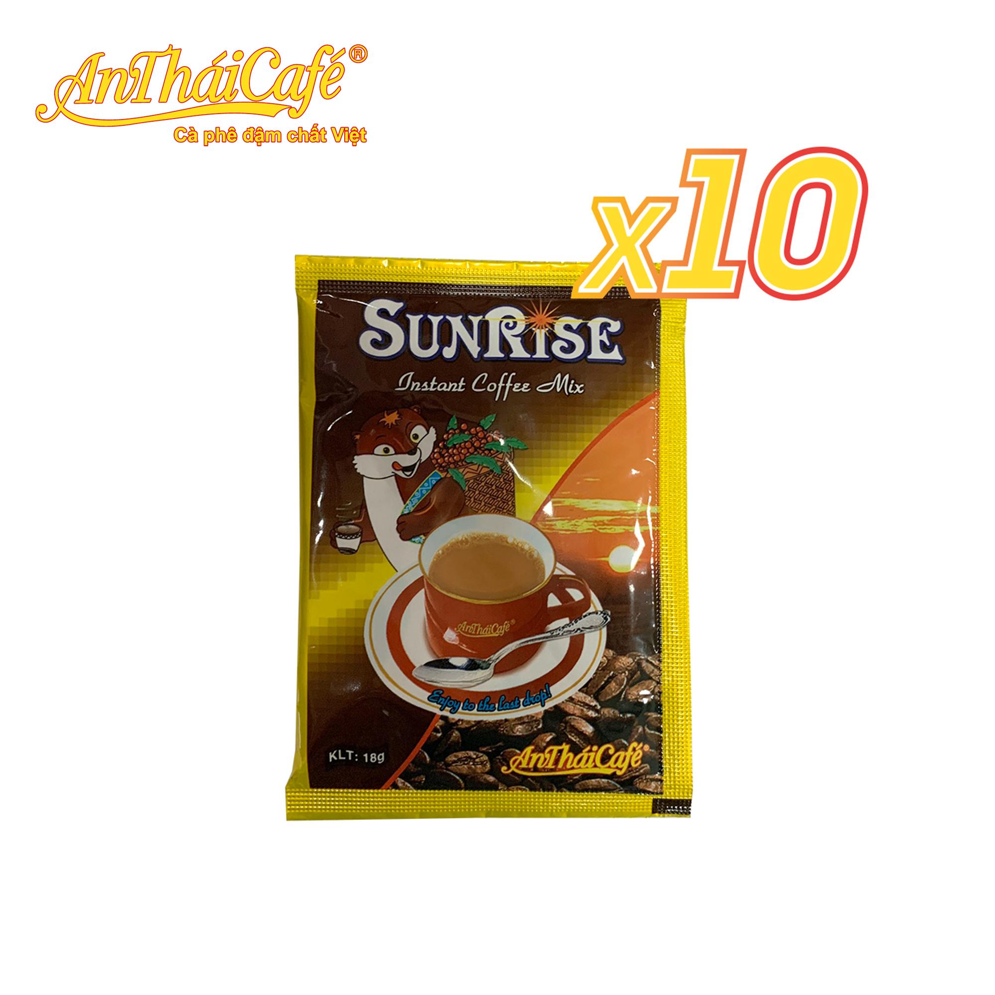 Combo 10 gói Cà phê sữa 3 trong 1 Sunrise 10 gói x 18gr - AnTháiCafé