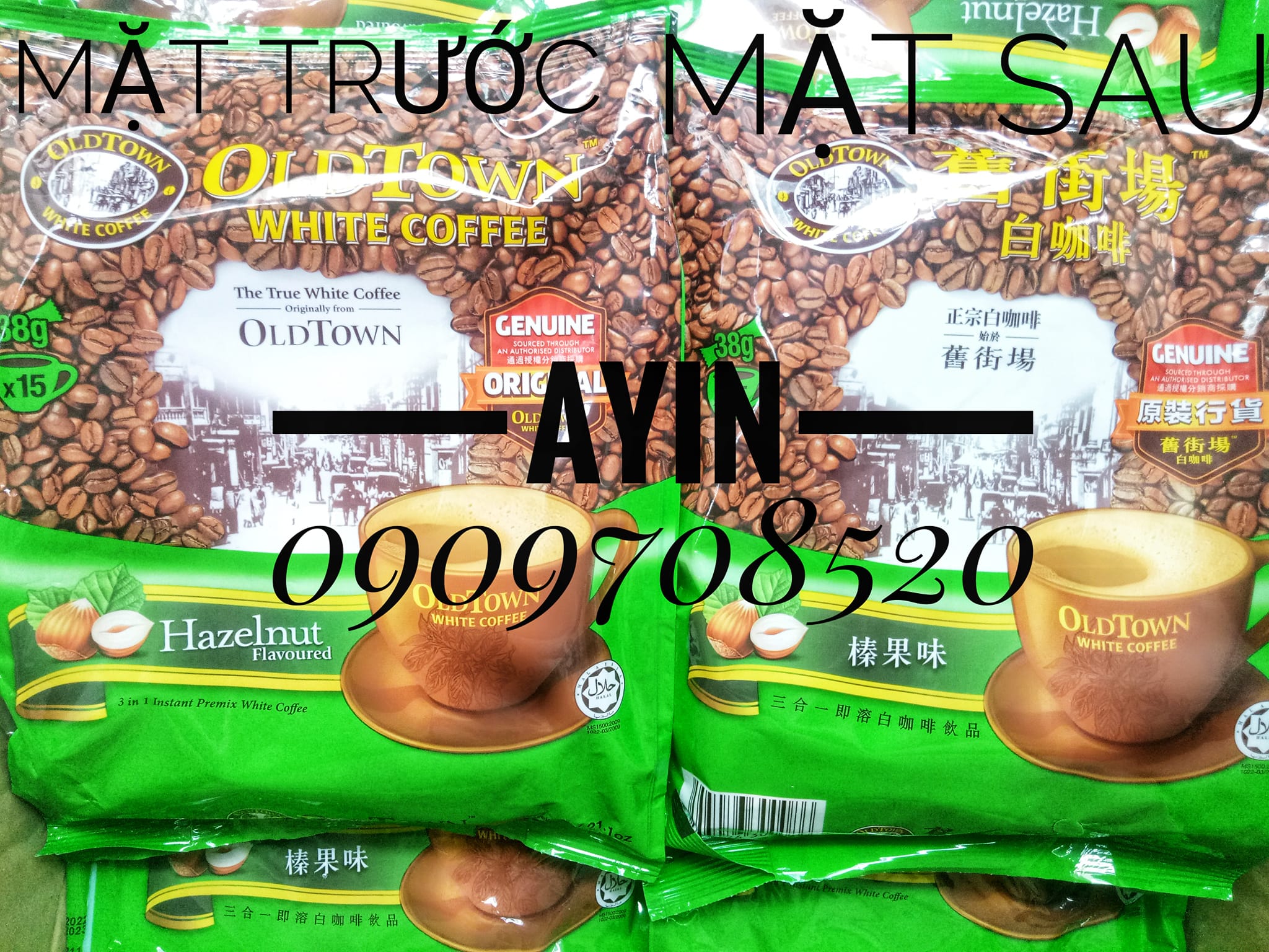 ( Bao Bì Mới ) Cà phê trắng vị hạt dẻ OldTown White Coffee HAZELNUT Malaysia