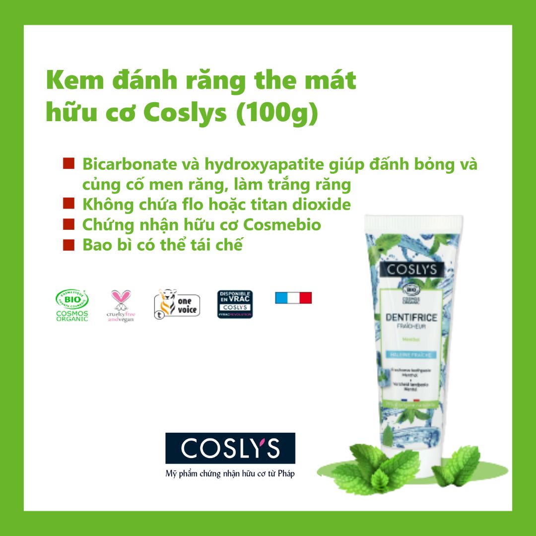 Kem đánh răng the mát hữu cơ (Bio Freshness Toothpaste) - Coslys - 100g