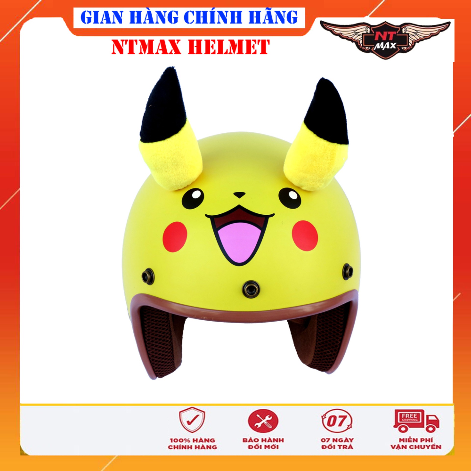 Mũ bảo hiểm ntmax 3/4 pikachu siêu cute