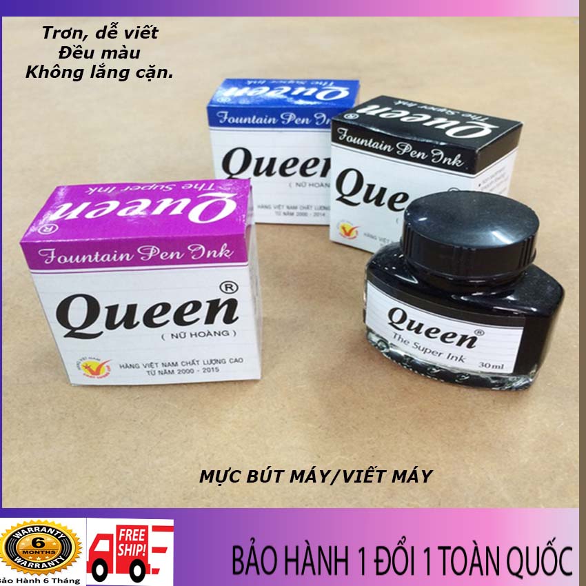 Mực viết máy Queen- 1 lọ mực nước,thuận tiện, dễ sử dụng, viết trơn, sạch sẽ, phù hợp với trẻ nhỏ- Mango house shop- Mực viết máy, mực bút máy hero, mực viết máy Queen, mực luyện viết chữ đẹp