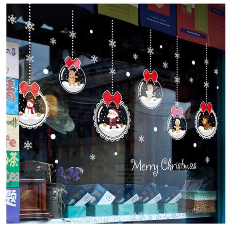 Decal trang trí tường Noel - Rèm Cầu Pha Lê Nơ Đỏ