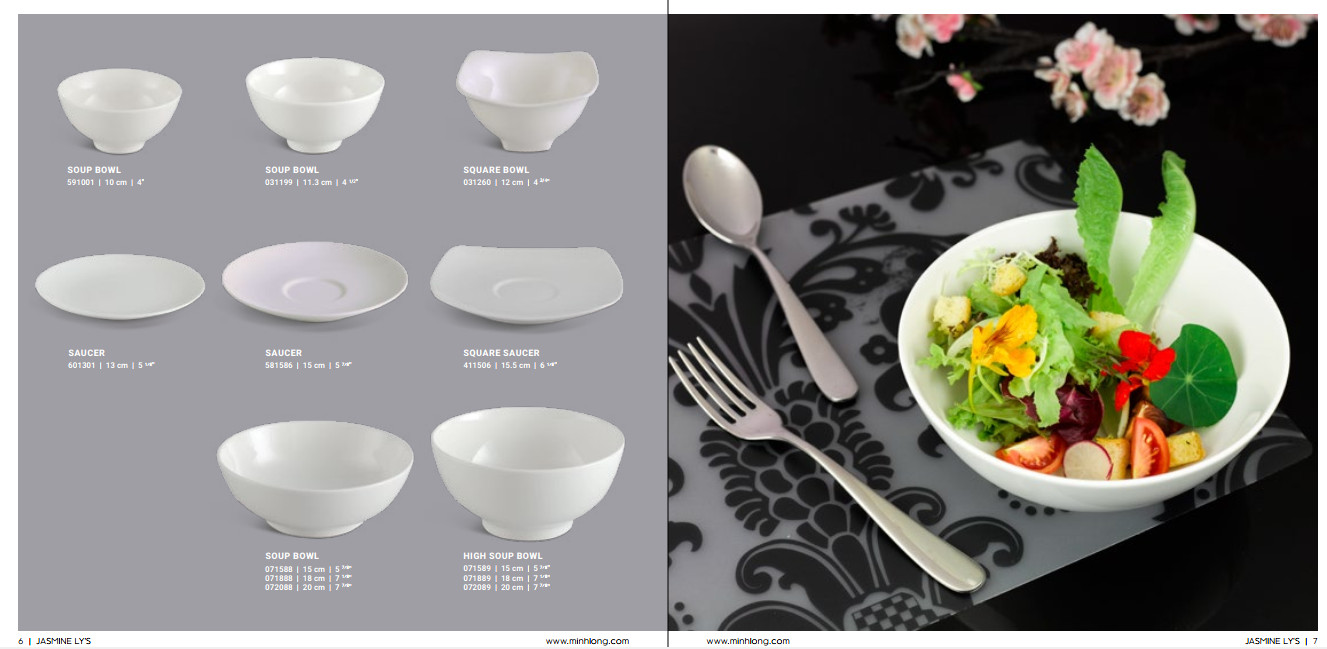 Bộ 10 Chén cơm 11.2 cm - Jasmine Ly's - Trắng Ngà - Gốm sứ cao cấp Minh Long I