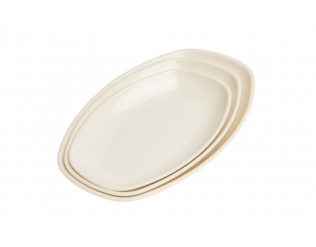Dĩa Nhựa Oval Vân Đá Kem -Fataco