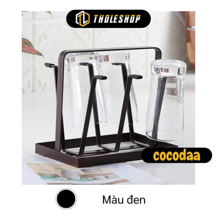 Khay úp ly cốc - Giá úp ly tách bằng sắt cao cấp - Giá úp lu - Giá treo 6 ly thoát nước tiện dụng