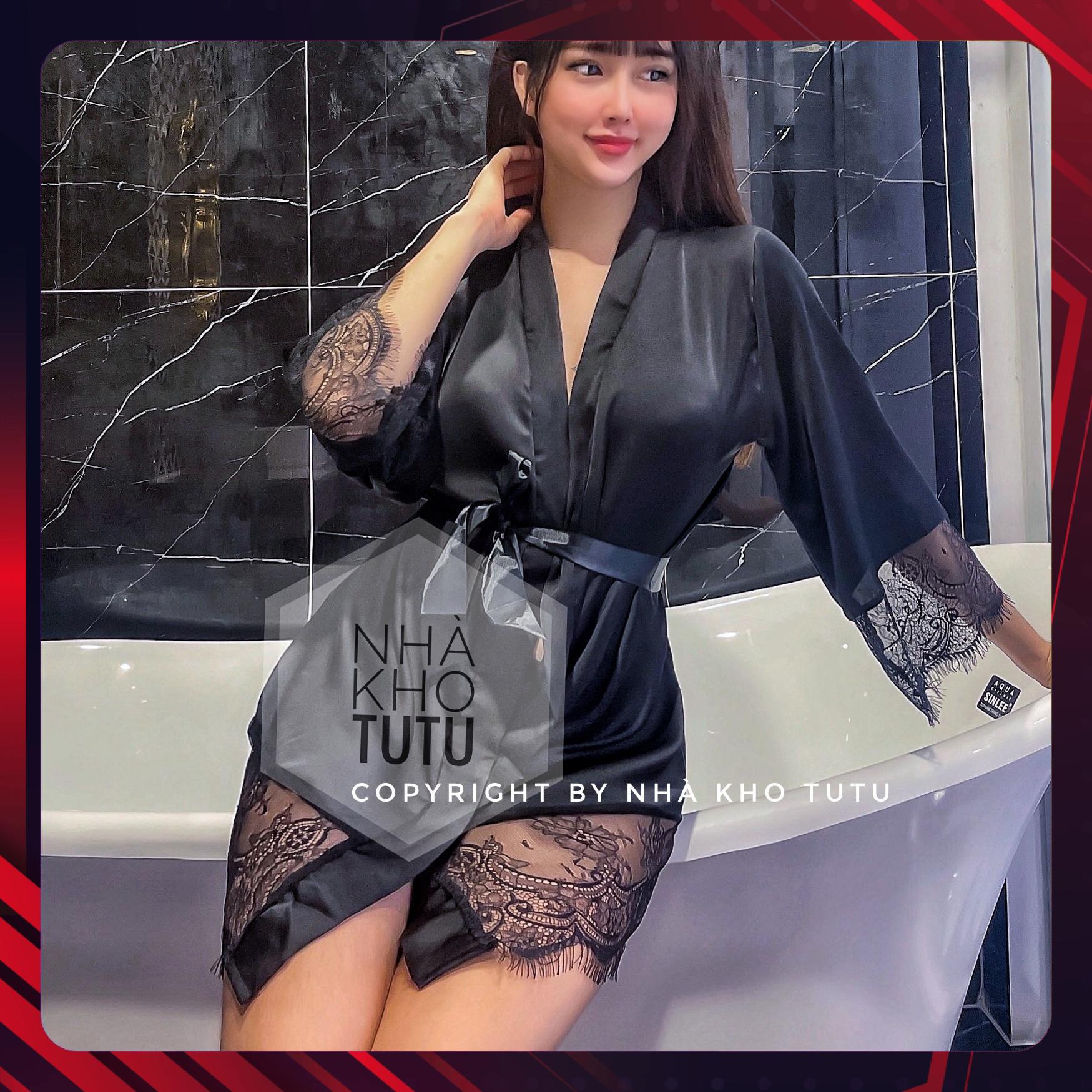 Áo choàng ngủ Lụa Satin Mix ren đẳng cấp S009 (Không kèm nội y)