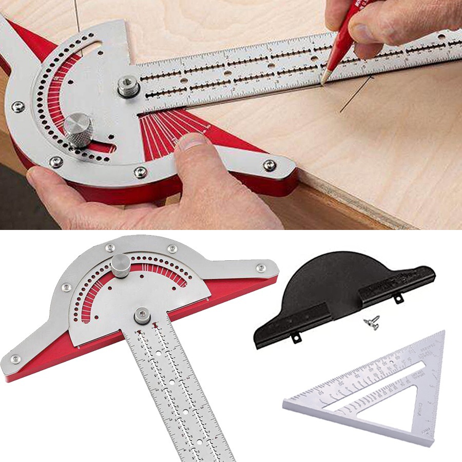 Adjustable Two-Arm Angle Measuring Ruler for Woodworking / Engineering / School / Office Use