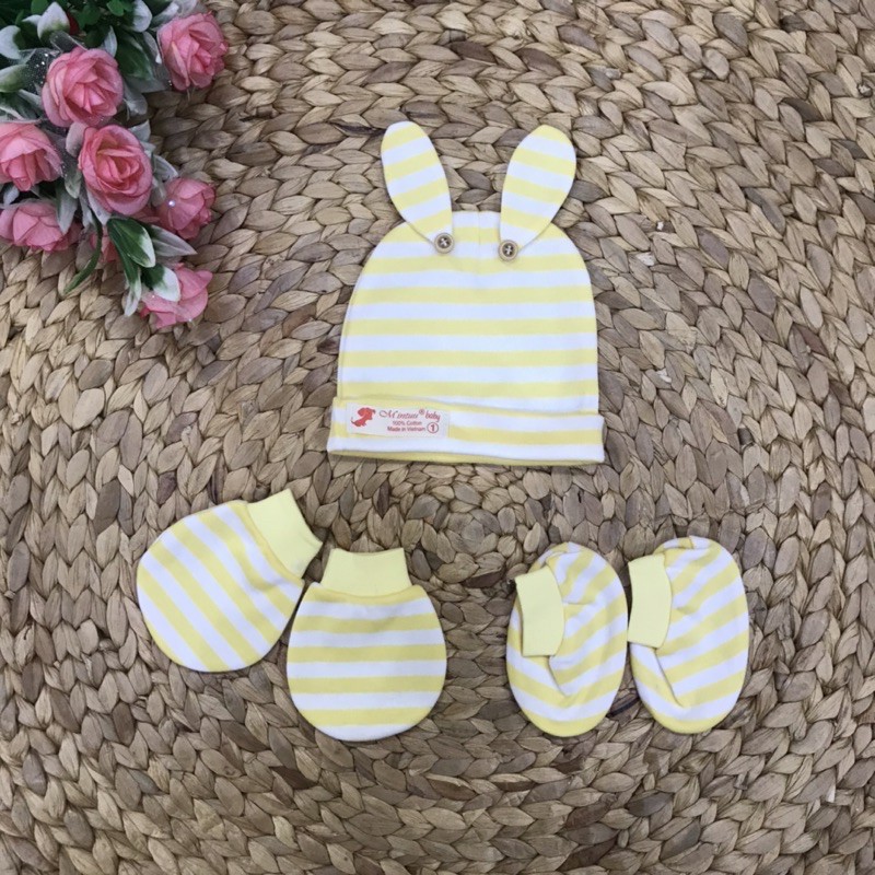 [HCM][Được chọn mẫu] Bộ nón bao tay bao chân cho bé sơ sinh