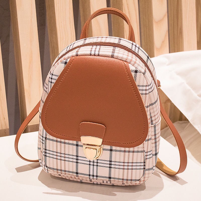 [HCM]Balo nữ mini caro phong cách Hàn Quốc siêu hot