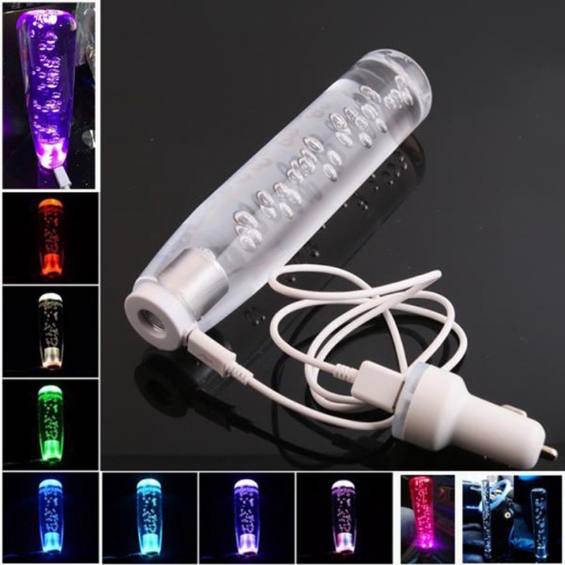 Tay nắm cần số xe hơi có đèn led gradient 10/15/20/25/30cm nhiều màu tay nắm cần số xe hơi pha lê trong suốt có đèn led