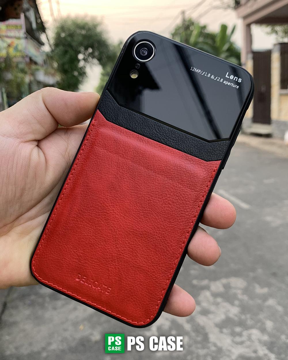 Ốp lưng da kính cao cấp dành cho iPhone XR - Màu đỏ - PS Case Phân Phối