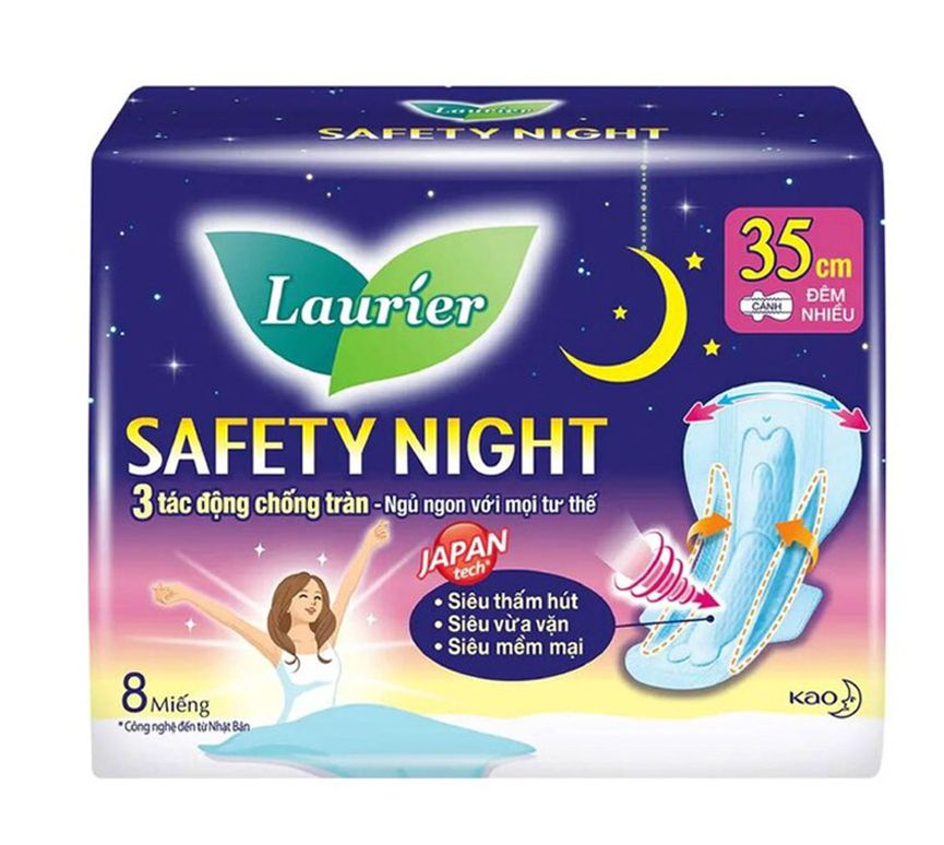Băng Vệ Sinh Laurier Ban Đêm 35cm 8 Miếng [Tặng 2 miếng cùng loại]