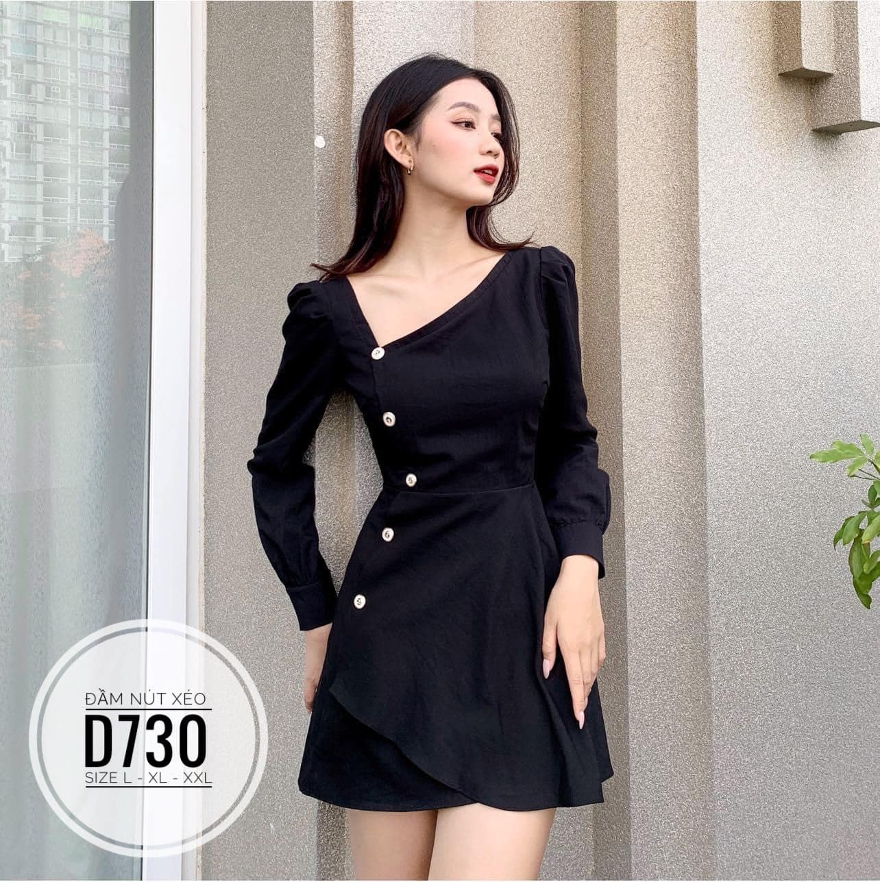 ĐẦM BIGSIZE NÚT XÉO LỆCH TÀ
