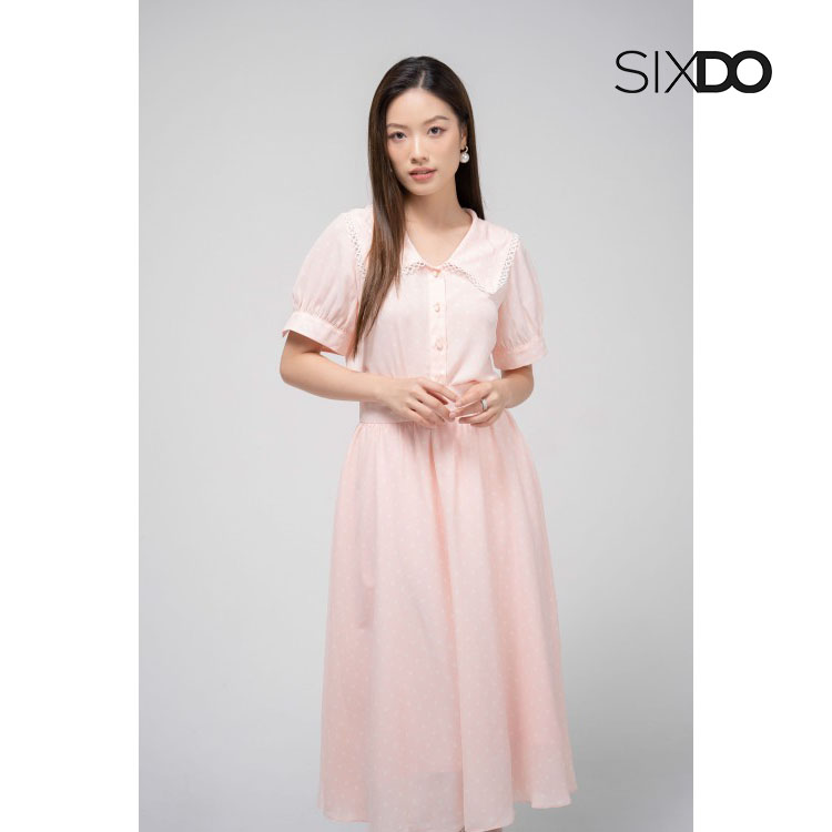 Áo sơ mi nữ họa tiết chấm bi trắng SIXDO (Polka Dot Chiffon Top)
