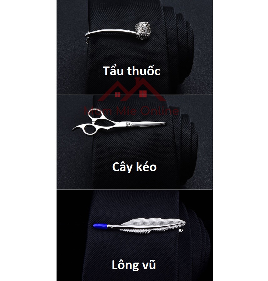 [HCM]Kẹp cà vạt mẫu hình độc đáo màu bạc, kẹp cà vạt hình mắt kính, cây kéo, mỏ neo, lông vũ - RK03