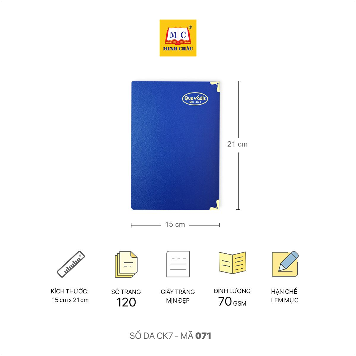 Sổ Da Minh Châu CK7 Nẹp góc đồng, cứng cáp, chắc chắn