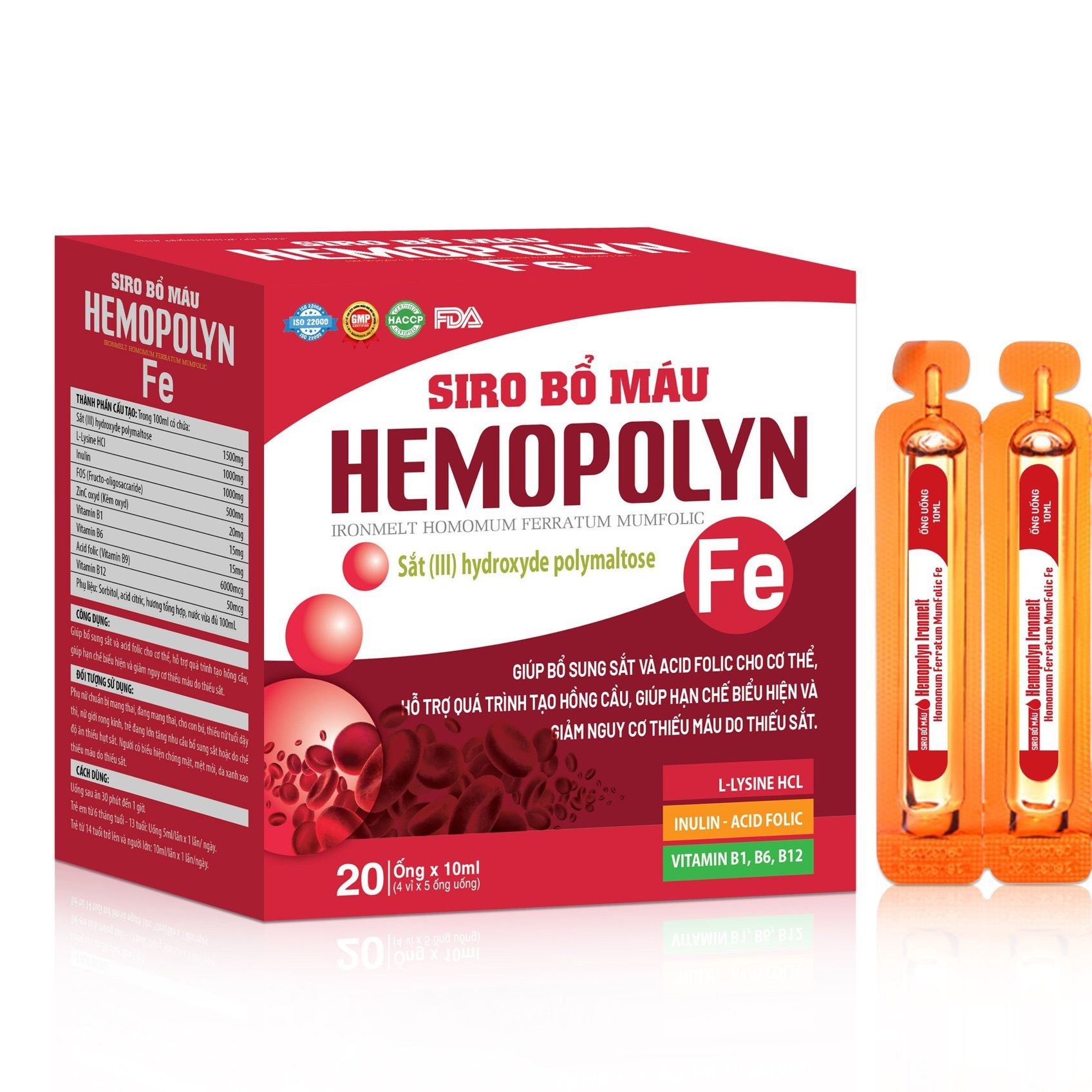 Siro bổ máu hemopolyn giúp bổ sung sắt giảm nguy cơ thiếu máu do thiếu sắt tăng cường lưu thông máu - dươc phẩm bách lộc