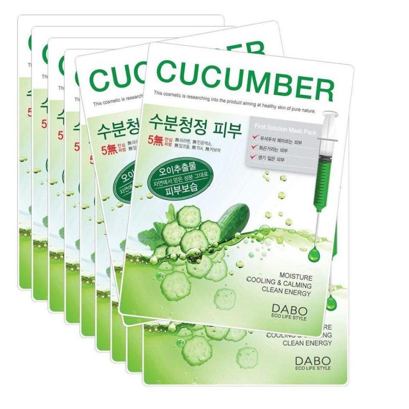 Bộ 10 Miếng Mặt Nạ Dưa Leo Dabo First Solution Mask Pack Cucumber dưỡng ẩm mát da Hàn Quốc (23g / Gói) nhập khẩu