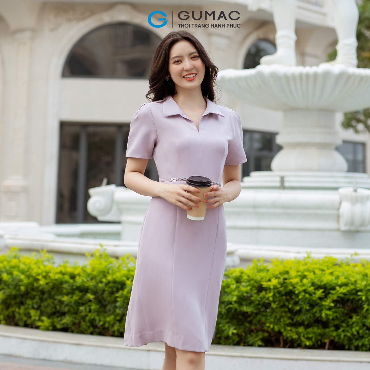 Đầm nữ bút chì khoen eo GUMAC DD07066
