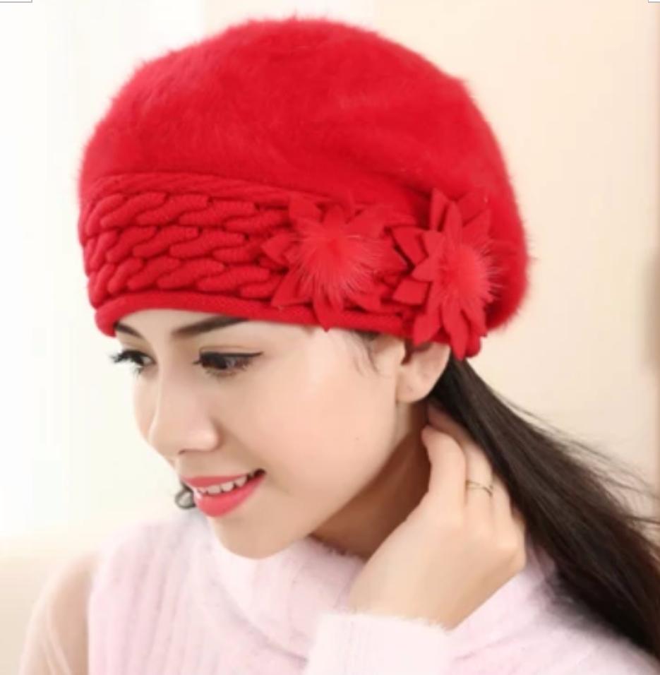 [HCM]Nón len beret lông thỏ mũ bere nữ cao cấp