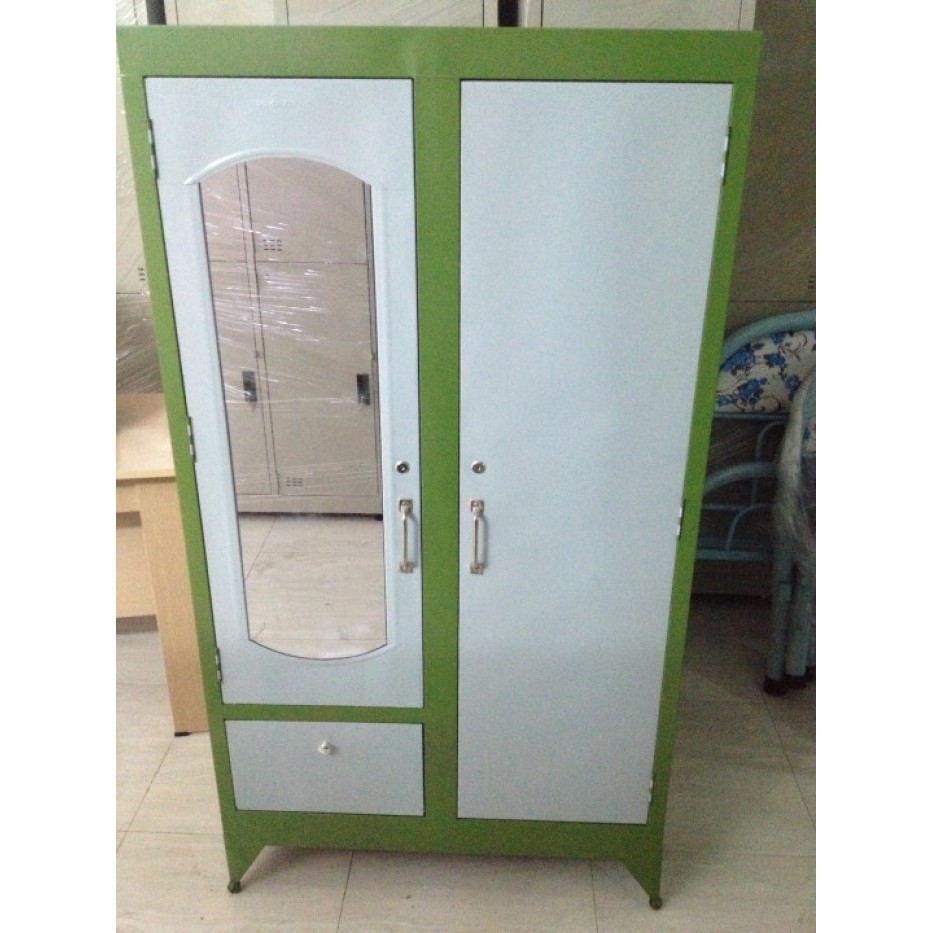 Tủ sắt quần áo 1m6x90 màu xanh lá màu đẹp