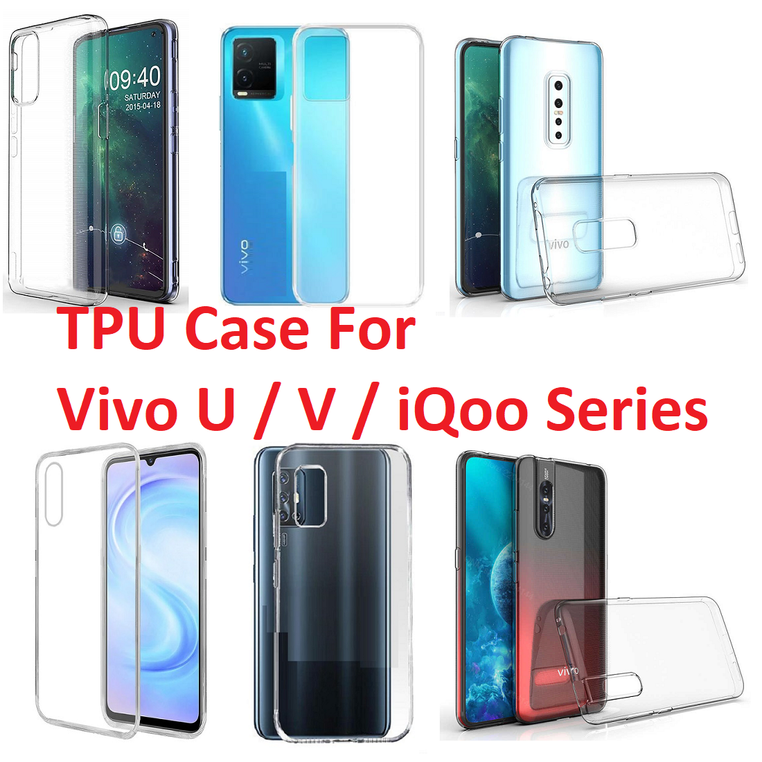 All Vivo U V T iQoo Ốp dẻo trong suốt Vivo iQoo 3 Z3 Neo 855 S1 T1 T1x U3 U10 U20 V7+ V9 V11i V15 V15 Pro V17 V17 Pro V19 V19 Neo V20 V20 SE V21 V21e V23 V23e V25 V25e 4G/5G