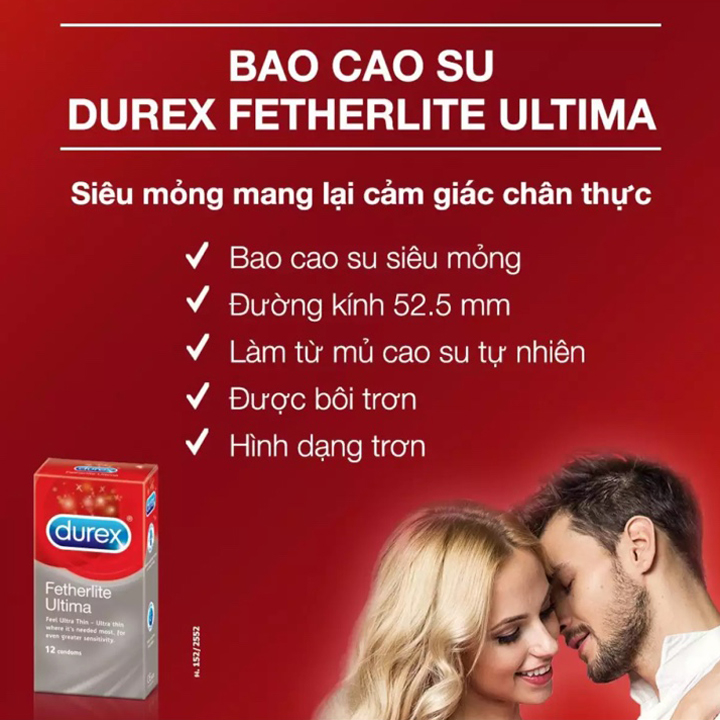 Bao Cao Su Durex Kingtex và Fetherlite Hộp 12 Cái