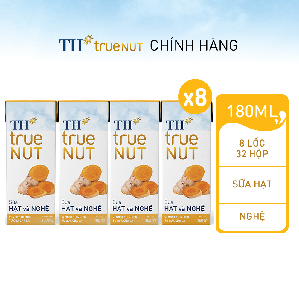 Combo 8 lốc sữa hạt và nghệ TH true NUT 180 ml (180 ml x 32)