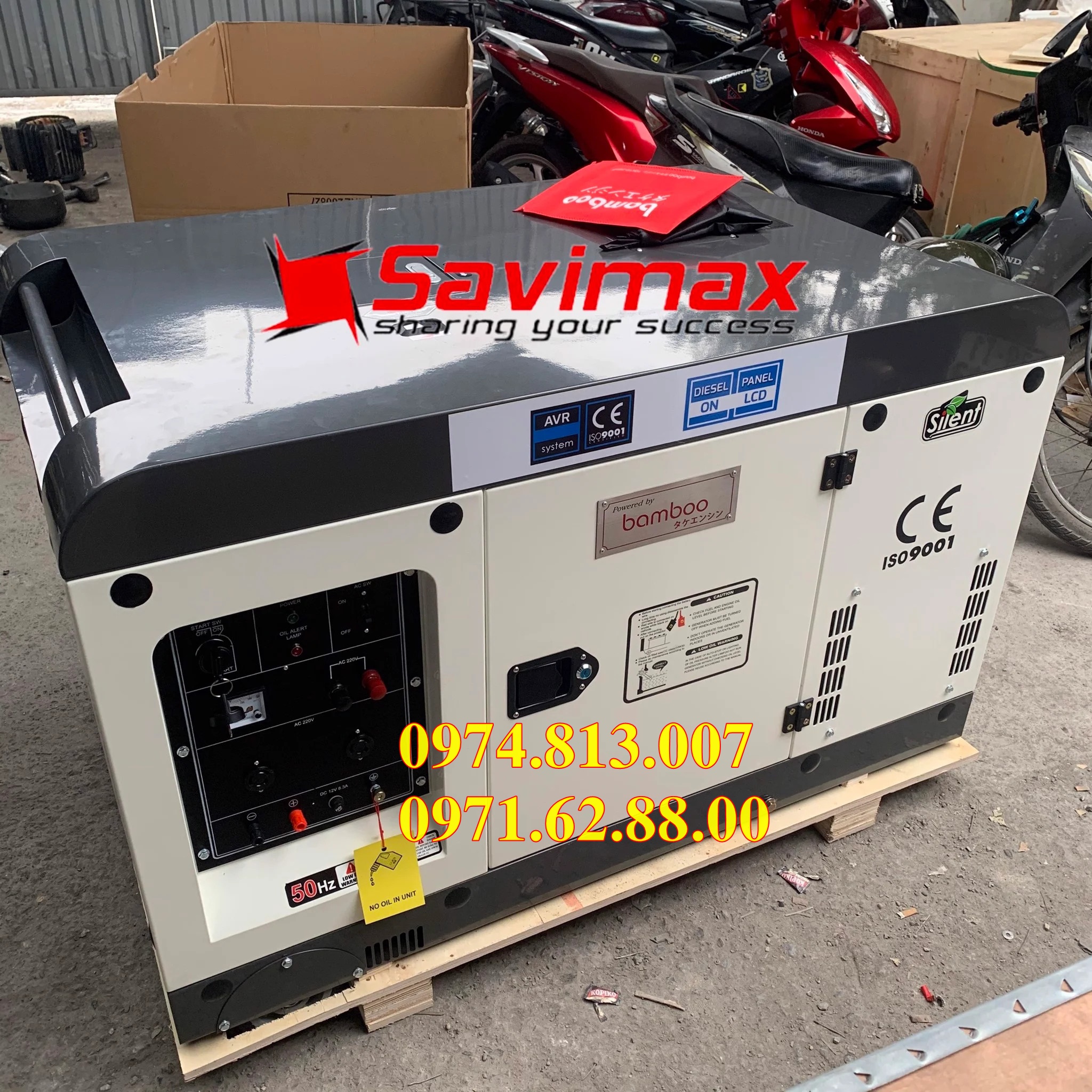 Xả kho máy phát điện chạy dầu 15kva thương hiệu bamboo mới 100%