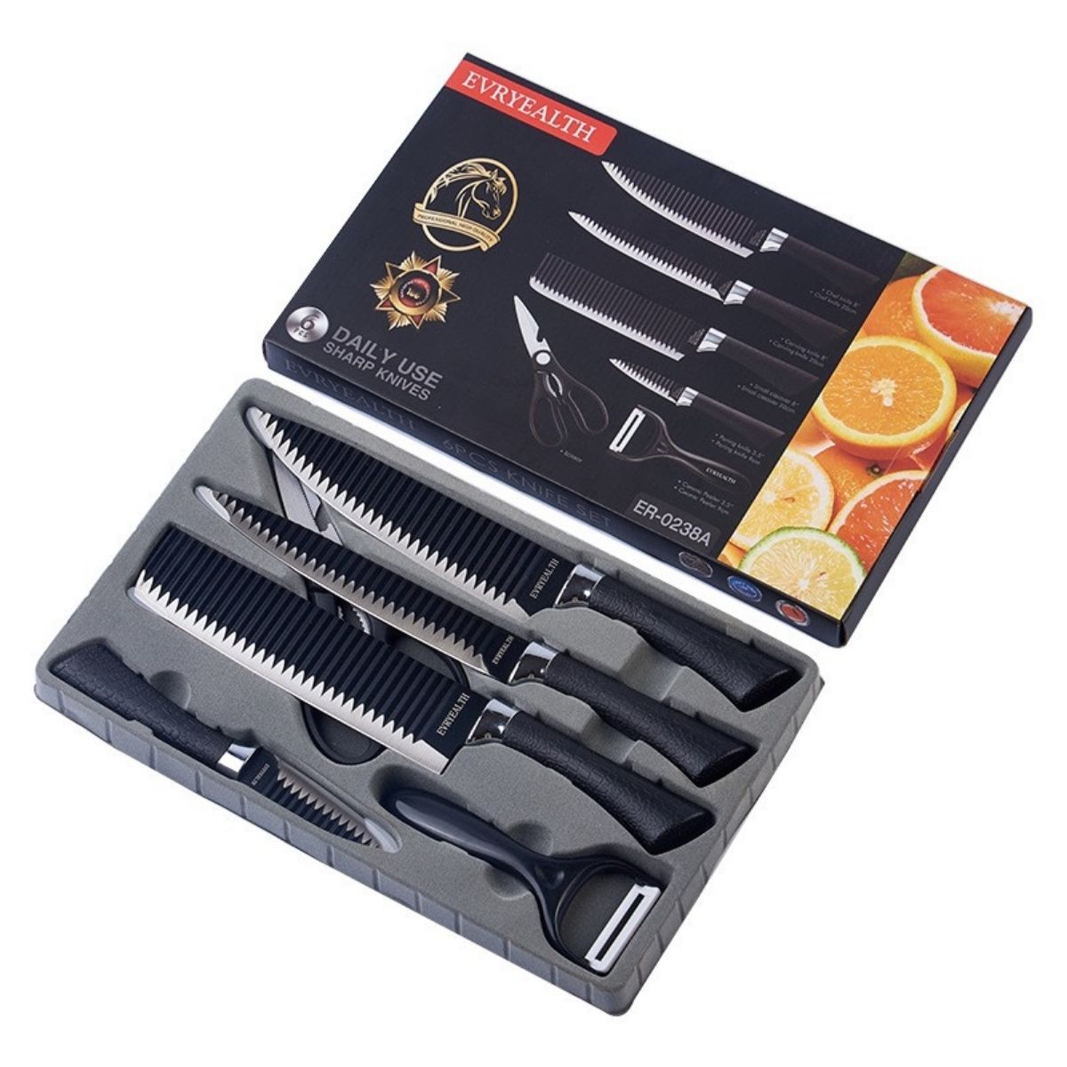 Black Wave 238A 6 PCs Japanese knife set, kitchen knife made of 3c13 steel convenient rust-resistant luxury