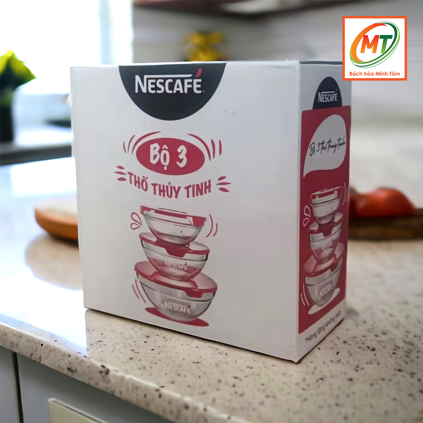 Bộ 3 Thố thủy tinh có nắp (quà tặng từ nestcafe)
