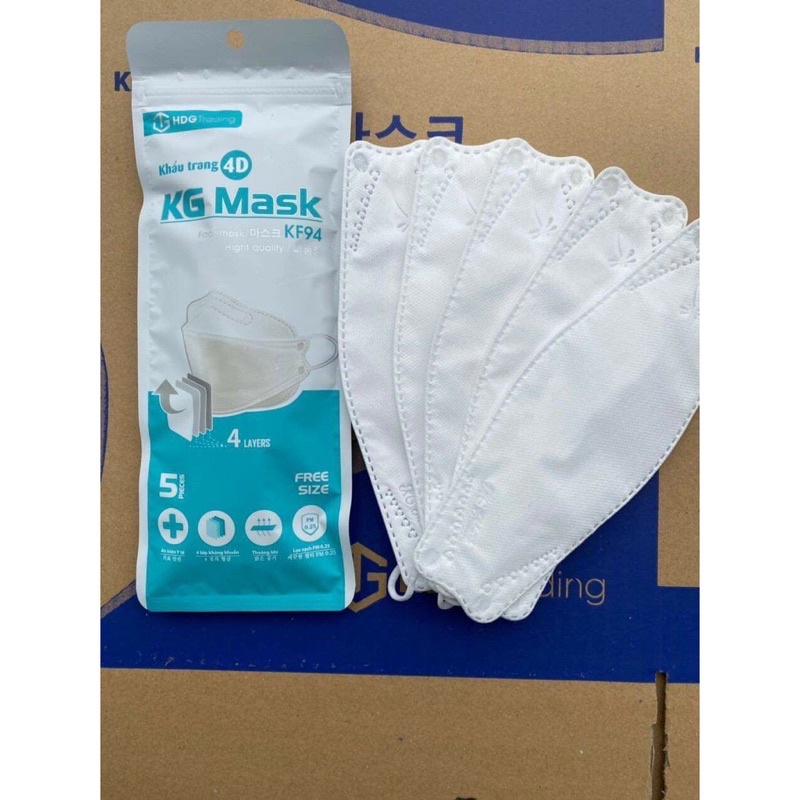 Khẩu trang kháng khuẩn KF 94 túi 10 chiếc 4 lớp màu trắng, xám
