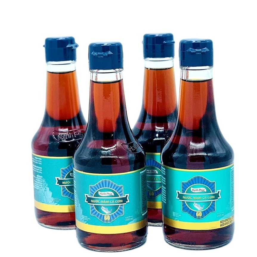 (Hộp 4 Chai 250ml- Thùng XỐP) Nước mắm Hạnh Phúc 60 độ đạm