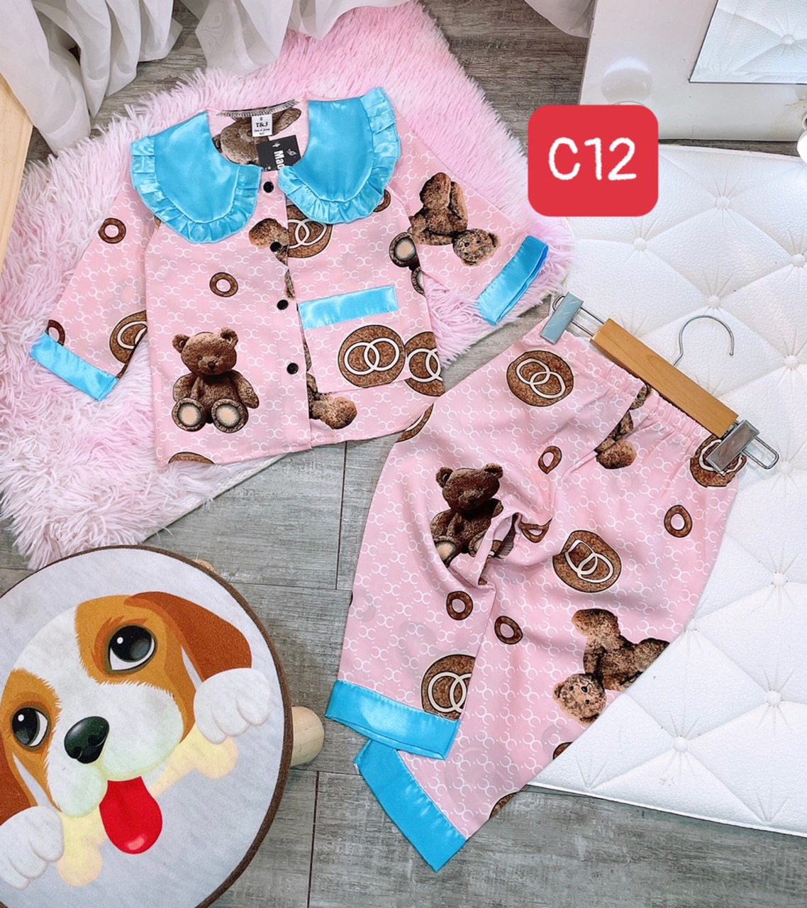 Bộ pijama lụa mango cho bé 10-21kg