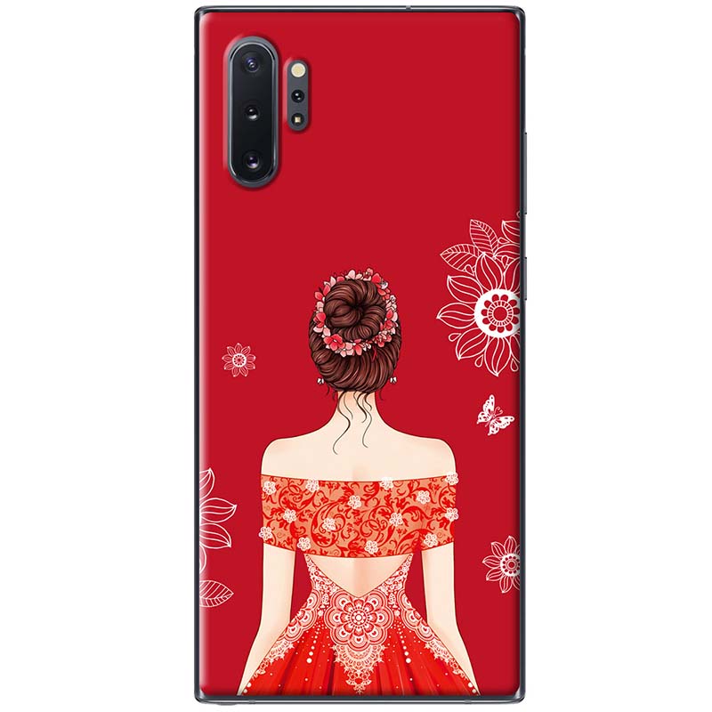 Ốp lưng dành cho Samsung Galaxy Note 10, Note 10 Plus, Note 10 Lite, Note 20, Note 20 Ultra mẫu Cô gái váy đỏ áo ngang vai