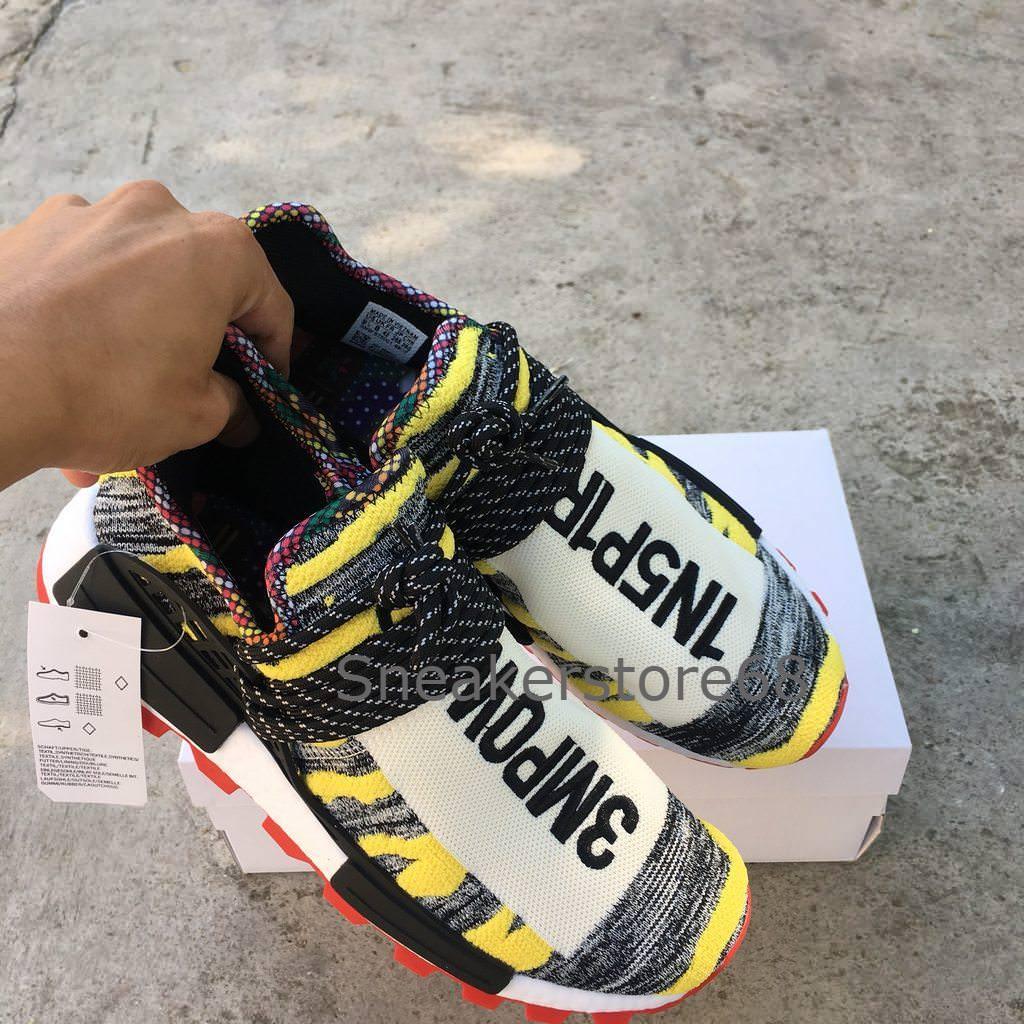 [Hàng Mới] Giày thể thao Human Race NMD Pharrell Vàng kẻ xám trắng