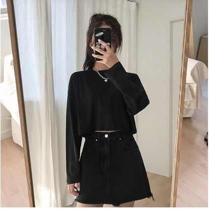Áo Croptop Dài Tay Phong Cách Hàn Quốc