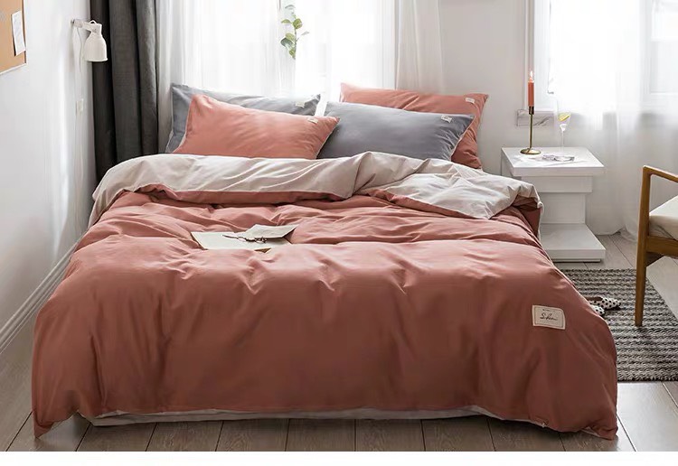 Bộ Chăn Ga Gối Cotton Tici Đũi Cao Cấp Cam Đất