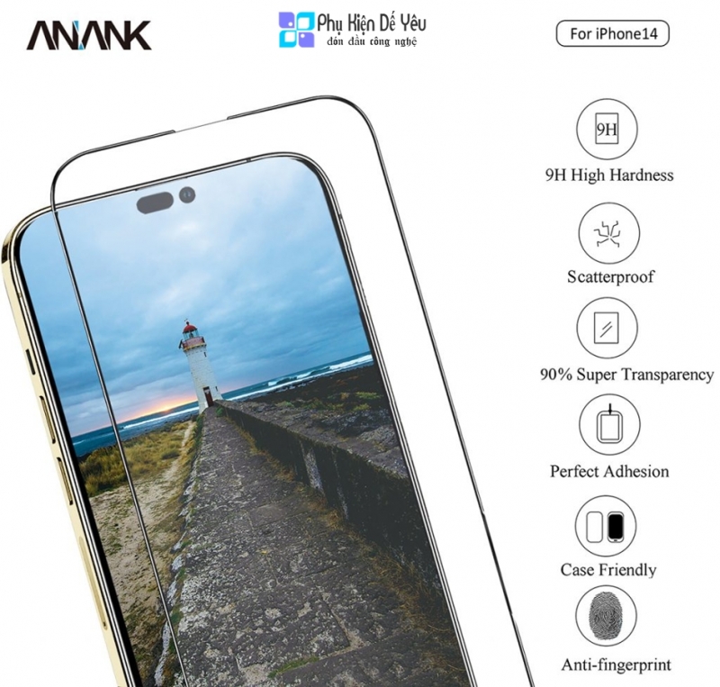 Dán cường lực ANANK 2.5D cho lPhone 14/ 14 Plus/ 14 Pro/ 14 Pro Max [Phân phối chính hãng]
