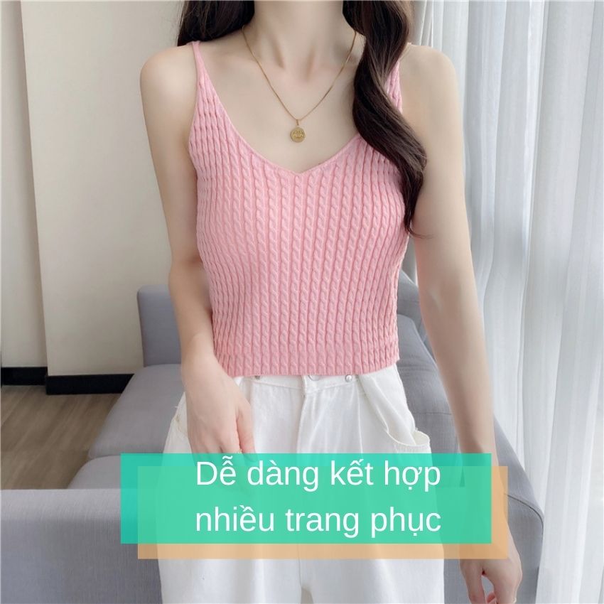 Áo 2 dây len cổ tim mẫu 2022 (Nhiều màu)