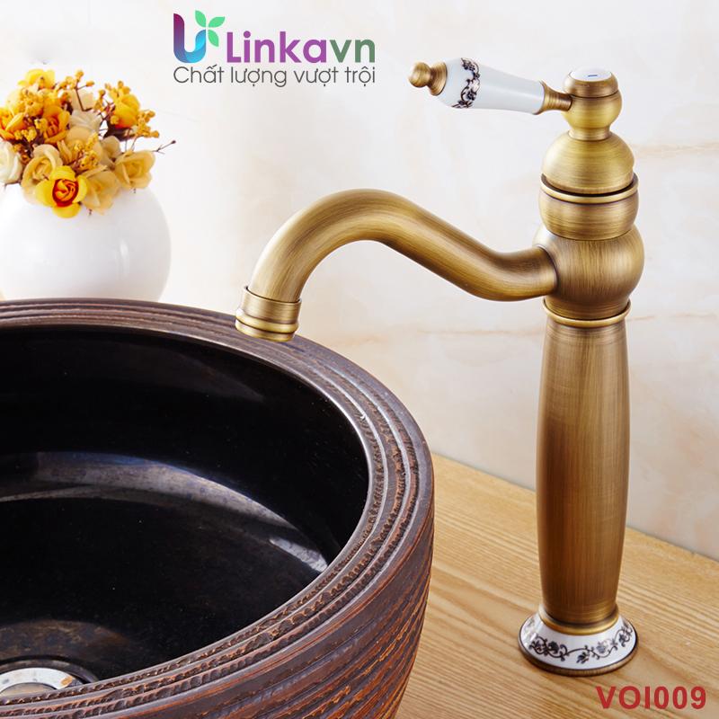 Vòi rửa lavabo đồng nghệ thuật VOI0010 – Họa tiết retro tinh tế