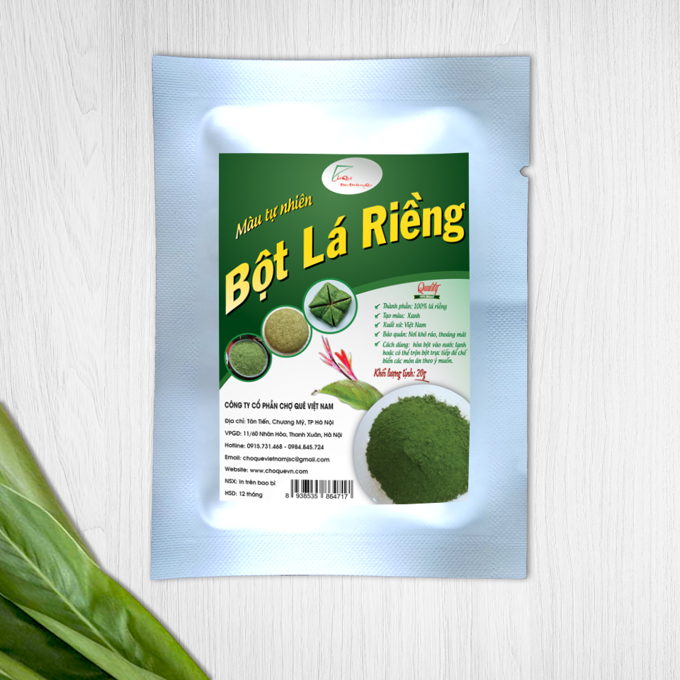 Bột Lá Riềng Gói 20g nguyên chất 100% từ lá riềng chuyên dùng tạo màu cho bánh chưng xanh, bánh tét